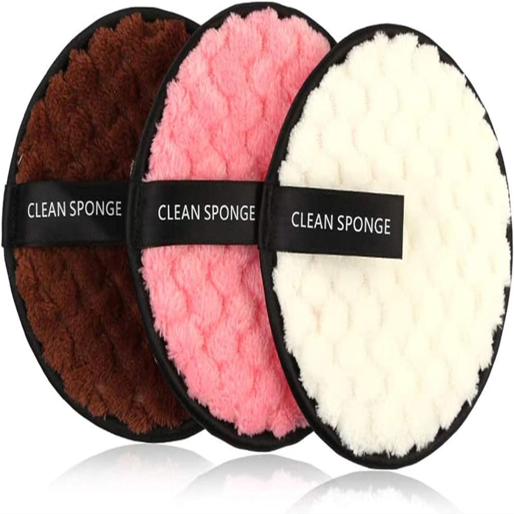 AKOAK Reusable Makeup Remover Pads, Facial Makeup Remover Wipes, Double-sided Washable Face Cleaning Cloths for All Skin - Soft and Friendly Face, Eye, Lip Makeup Remover Pads -Pack of 3