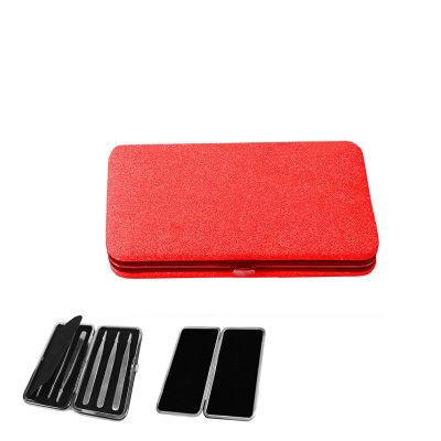 Glittery Magnetic Case for 6 Eyelash Tweezers Light Weight Hidden Magnetic Frame (Red)