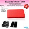 Glittery Magnetic Case for 6 Eyelash Tweezers Light Weight Hidden Magnetic Frame (Red) view 2