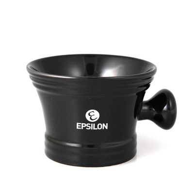 Epsilon Ceramic Shaving Bowl with Black Handle, Standard, Single
