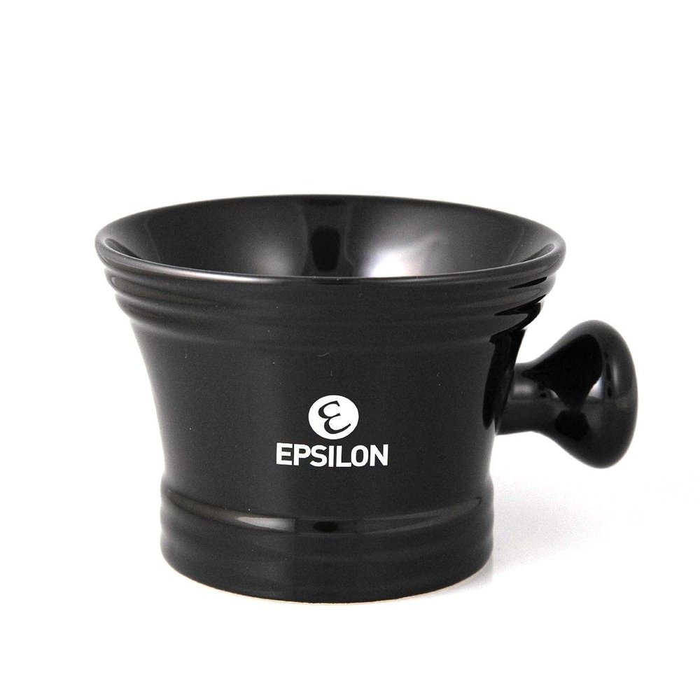 Epsilon Ceramic Shaving Bowl with Black Handle, Standard, Single