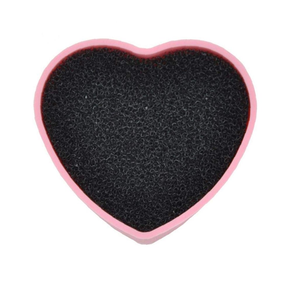 1pc Color Removal Sponge Makeup Brush Cleaning Box Heart Shape Eye Shadow Makeup Brush Cleaning Mat Pad Scrubber for Dry and Wet Cleaning Pink