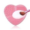 1pc Color Removal Sponge Makeup Brush Cleaning Box Heart Shape Eye Shadow Makeup Brush Cleaning Mat Pad Scrubber for Dry and Wet Cleaning Pink view 2