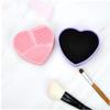 1pc Color Removal Sponge Makeup Brush Cleaning Box Heart Shape Eye Shadow Makeup Brush Cleaning Mat Pad Scrubber for Dry and Wet Cleaning Pink view 3