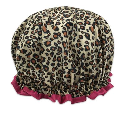 AKOAK 1 Pack Double Thickened Adult Waterproof Shower Cap Leopard Print Hair Cap Ladies Showe Cap (Brown Leopard)