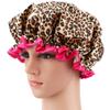 AKOAK 1 Pack Double Thickened Adult Waterproof Shower Cap Leopard Print Hair Cap Ladies Showe Cap (Brown Leopard) view 4