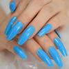 EDA LUXURY BEAUTY BLUE GLAMOROUS DESIGN Full Cover Press On Gel Glitter Artificial Nail Tips Shiny Acrylic Extreme False Nails Extra Long Ballerina Ballet Coffin Square Super Fashion Fake Nails view 1