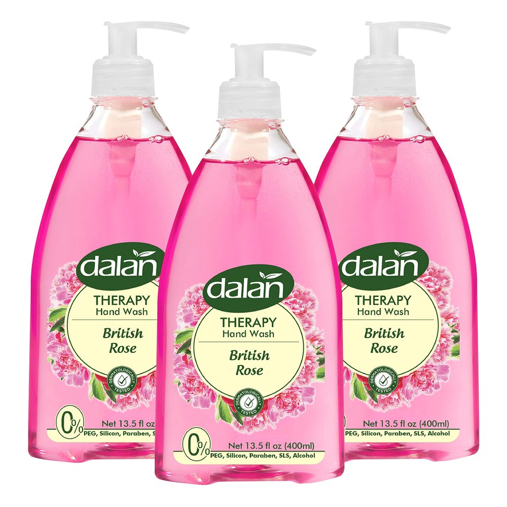 Dalan Therapy British Rose Ultra Moisturizing Liquid Hand Soap for Normal and Dry Hands Fresh Clean and Soft Feeling (13.5 Fl Oz / 400 mL (Pack of 3))