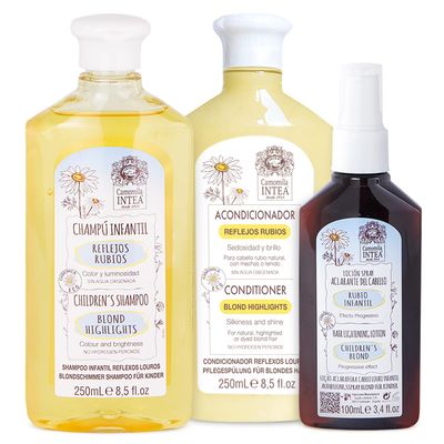Camomila Intea Kids 3-In-1 Hair Lightener Kit - Blonder Lightening Set with Chamomile Extract - Lotion, Shampoo and Conditioner