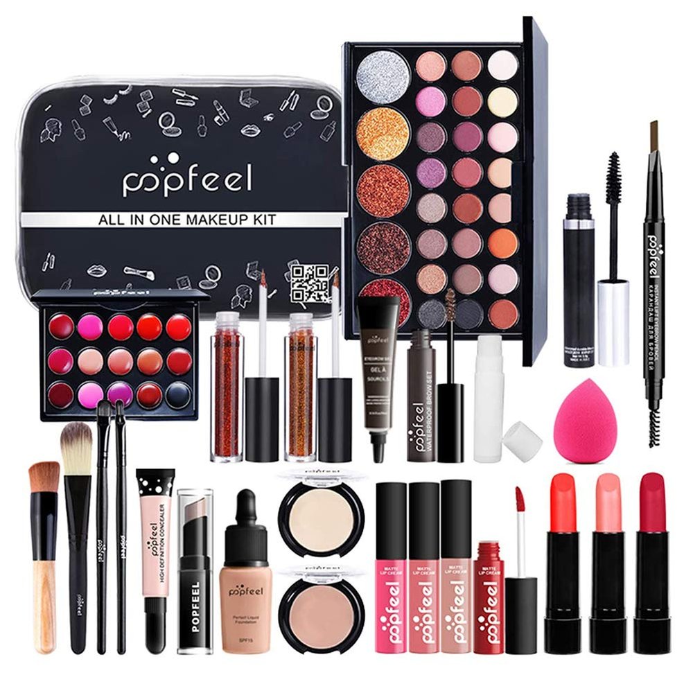 Professional Makeup Set,Newooh Cosmetic Starter Kit With Storage Bag Portable Travel Make Up Palette Birthday Xmas Gift Set Full Sizes Eyeshadow Face Powder Lip Gloss for Teenage & Adults