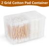 AKOAK 1 Pack 2 Grid Cotton Pad Container - Plastic Cosmetic Cotton Storage Box, Cotton Swabs, Makeup Pad,Bathroom Organizer - Ideal for Home Salon view 2