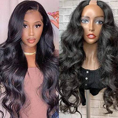 24inch 250% Density U Part Wigs Body Wave Human Hair U part Wigs Brazilian Hair None Lace Part Wigs For Women Natural Color Brown Color 4# (24inch 250% density, Natural Color)