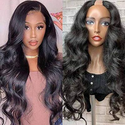 24inch 250% Density U Part Wigs Body Wave Human Hair U part Wigs Brazilian Hair None Lace Part Wigs For Women Natural Color Brown Color 4# (22inch 180% density, Color 4#)