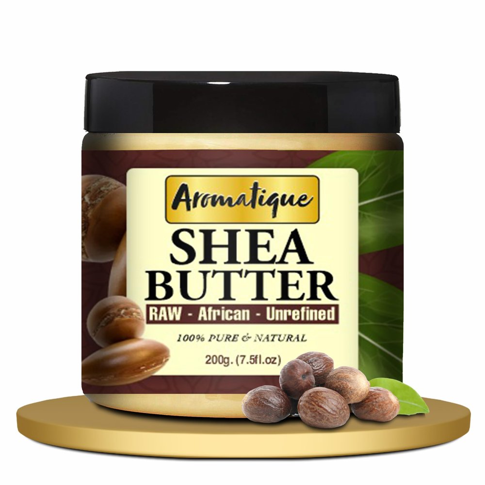Aromatique African Shea Butter Raw Unrefined Ivory For Face Skin And Body.Intensive Moisturizer 200Gms
