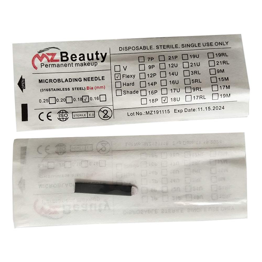 Extremely Thin 0.18mm Nano blades microblading needles 18U Shape tattoo needle with EXP date and Lot No.50pcs