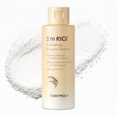 TONYMOLY Im Rice Exfoliating Enzyme Cleanser  Rice Powder Face Wash & Papaya Enzyme Scrub, Gentle AHA Brightening Mask for Smooth Radiant Skin, 50g