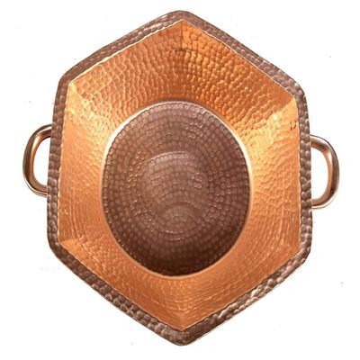 Shiny Hexagon Copper Foot Rub Spa Handles Pedicure Bowl