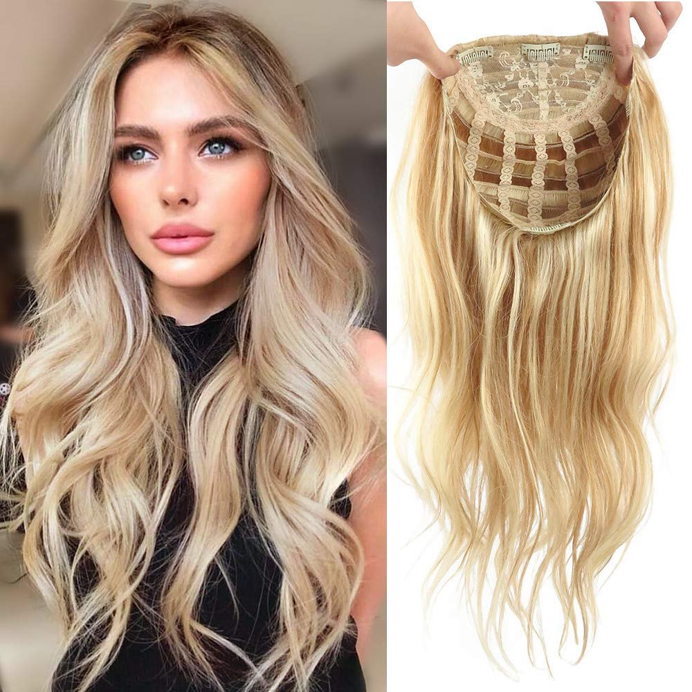 RemeeHi Beauty Natural Wavy 3/4 Half Wig Real Remy Human Hair Clips Hair Extension for Women 15 Inch 140g 18/613#