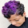 Nicelatus Natural Black Wig with Purple Hair Bangs Short Afro Curly Wigs for Black Women Short Curly Wig Synthetic Hair Wig view 1