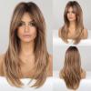 HAIRCUBE Long Layered Synthetic Hair Wigs for Women with Bang (Ombre Mixed Brown) view 1