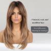 HAIRCUBE Long Layered Synthetic Hair Wigs for Women with Bang (Ombre Mixed Brown) view 2