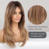 HAIRCUBE Long Layered Synthetic Hair Wigs for Women with Bang (Ombre Mixed Brown) view 3