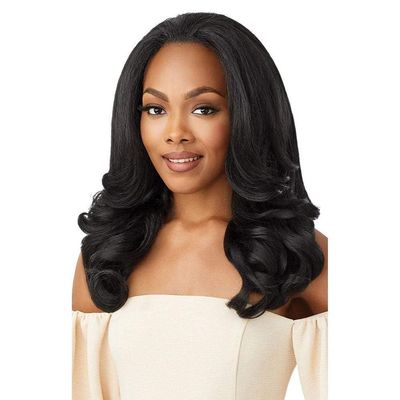 Outre Quick Weave Self Styled in 60 Seconds Neesha Soft & Natural New Half Wig Cap Laysflat Requires Less Leave Out NEESHA H301 (DRBLKCHER)