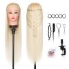 DANSEE Mannequin Head Hair Styling 28" Training Head Manikin Cosmetology Doll Head Synthetic Fiber Hair with DIY Braiding Set+ Free Table Clamp (613) view 1