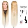 DANSEE 28" Mannequin Head Synthetic Hair Hairdresser Training Manikin Cosmetology Doll Head Blonde with DIY Braiding Set+ Free Table Clamp(27-613) view 1