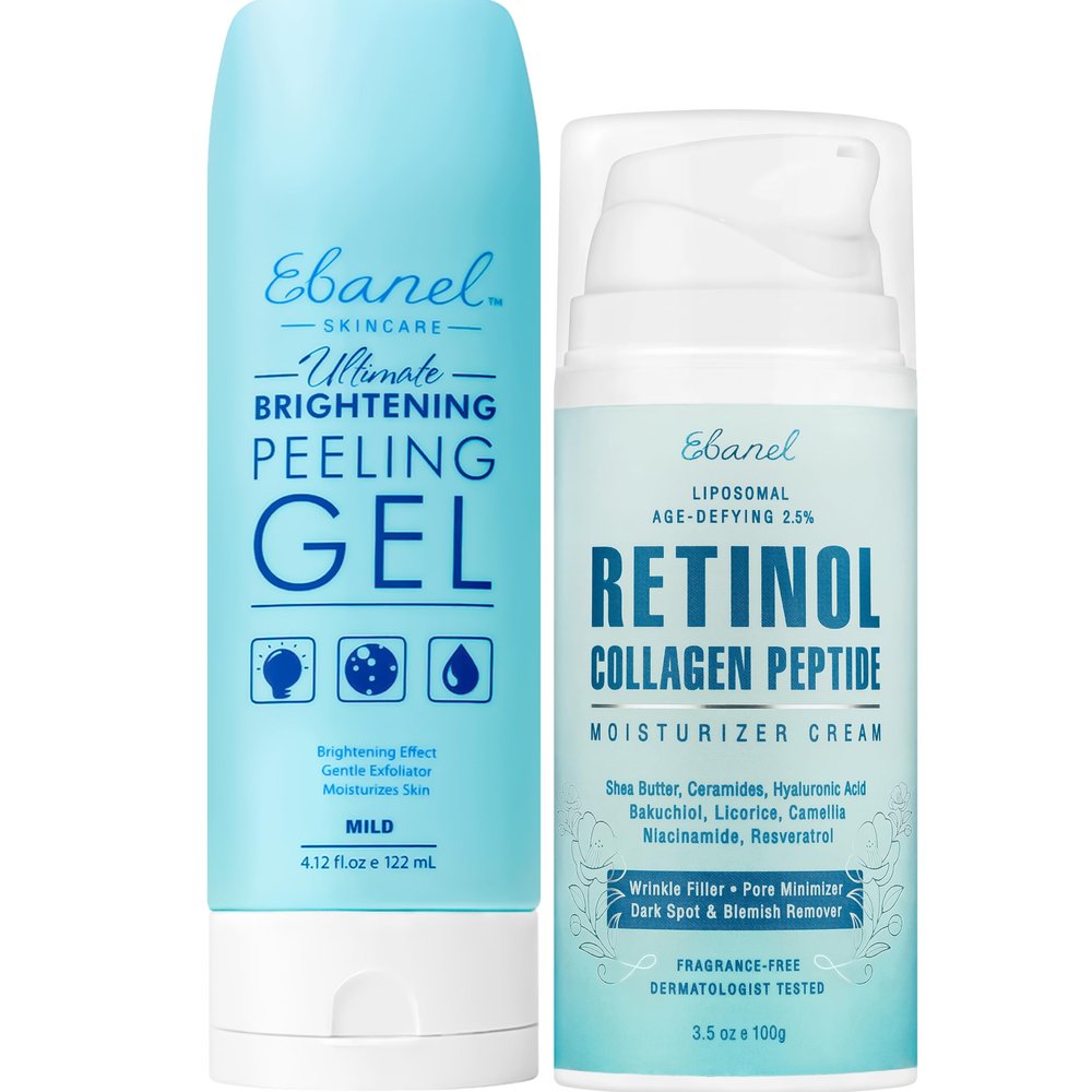 Ebanel Glow & Renew Skincare Duo Exfoliating Face Scrub + Retinol Moisturizer Brightening & Anti-Aging Set for Smooth, Youthful Skin