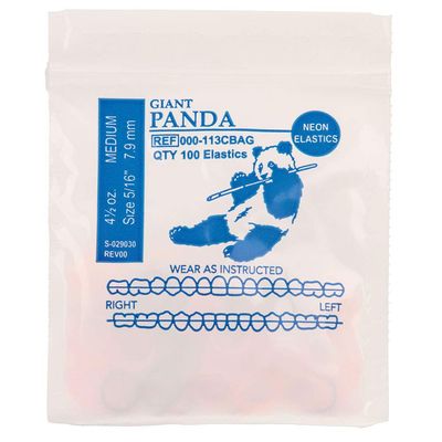 American Orthodontics Elastics Wildlife Panda | Assorted Neon, Medium, 4.5 Oz, 5/16" Size, 75 Packs Per Box, 7,500 Total | Made in The USA | Neon Colors, Top Quality Latex Tubing