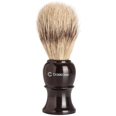 Basicare Men's Grooming Shaving Brush - Contoured Handle - Pure Natural Bristles