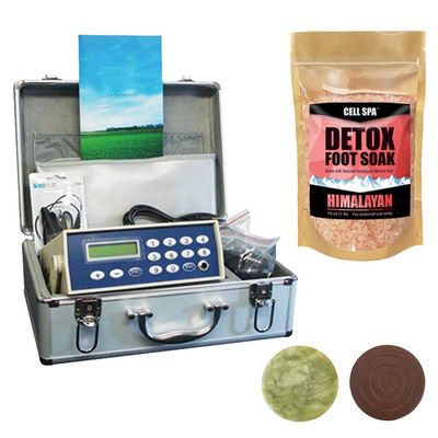 Cell Spa, Fir Belt Chi Ionic Ion Detox Machine Foot Bath Aqua Spa Cleanse with Foot Soak Bath16 Ounce Pink Himalayan Salt with 2" Round Jade & 2" Round Ceramic Stone Semi-Conductors of Negative Ions
