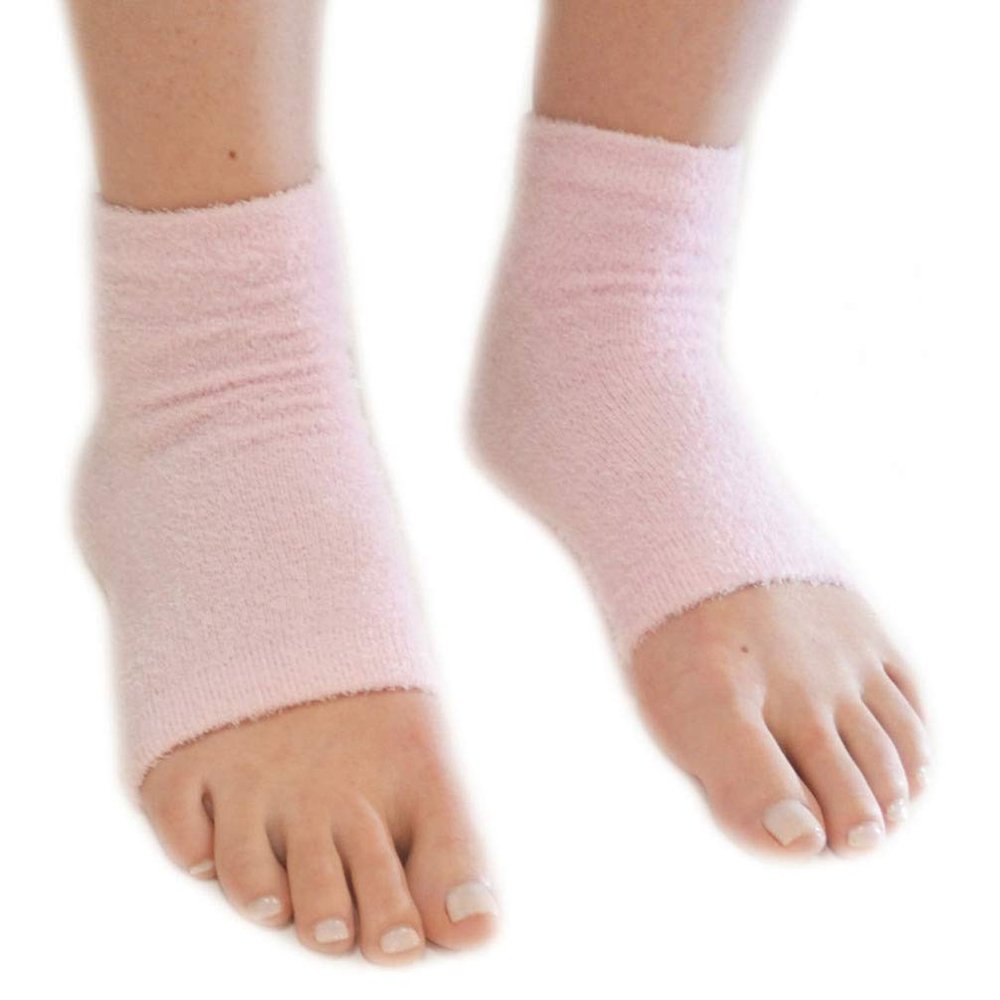 Beaupretty Moisturizing Heel Socks Gel Heel Socks Toeless Spa Socks Soft Heel Socks for Dry Hard Cracked Skin (Pink)