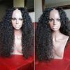RJ HAIR Long Kinky Curly U Part Wigs Middle Par 180% Density Mongolian 4b 4c Curly Wigs For Black Women Black Color 1#2#4# (20inch 150% density, Color 1#) view 2