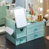 N A Make-up Organizer with Drawers, 2-Part Make-up Storage with 3 Drawers, Stackable Cosmetics Shelf, with Mirror for Dressing Table Bedroom Bathroom view 1