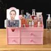 N A Make-up Organizer with Drawers, 2-Part Make-up Storage with 3 Drawers, Stackable Cosmetics Shelf, with Mirror for Dressing Table Bedroom Bathroom view 4