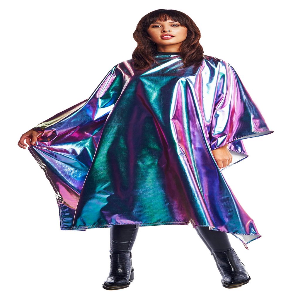 Betty Dain The Aurora Collection All Purpose Cape, 54" W x 65" L, Water & Chemical Proof, Machine Washable, Adjustable Snap Closure, Matches Other The Aurora Collection Products, Holographic Design