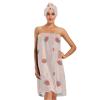 Blueangle Pink Strawberry Towel Wrap with Dry Hair Cap & Headband for Women  Womens Shower & Bath Wrap with Adjustable Closure view 1