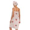 Blueangle Pink Strawberry Towel Wrap with Dry Hair Cap & Headband for Women  Womens Shower & Bath Wrap with Adjustable Closure view 2