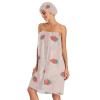 Blueangle Pink Strawberry Towel Wrap with Dry Hair Cap & Headband for Women  Womens Shower & Bath Wrap with Adjustable Closure view 3