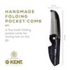 Kent 87T Black Graphite Handmade Folding Pocket Comb for Men, Fine Tooth Hair Comb Straightener for Everyday Grooming Styling Hair, Beard or Mustache, Saw Cut Hand Polished, Made in England view 2