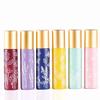 6 Pcs 10ml 1/3 Oz Glass Roll On Bottles,Empty Glass Roller Bottles With Stainless Steel Roller Balls,Golden Aluminum Lid-6 Printed Flower Style Travel Vial Container view 1