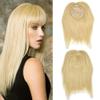 100% Real Human Hair Clip In Bangs Top Piece Hair Extensions 13" Straight Hair Topper Hairpiece for Women (613# Light Blonde) view 1