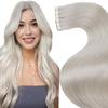 LaaVoo Tape in Extensions Human Hair Platinum Blonde Real Hair Extensions Tape in Short #60 White Blonde 12 Inch 30g/20pcs view 1