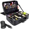 gzcz Large Capacity Travel Makeup Case Organizer,Professional Cosmetic Bags for Women,Waterproof PU Leather Makeup Bag with Adjustable Dividers and Shoulder Strap for Brushes and Jewelry view 1