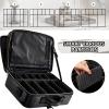 gzcz Large Capacity Travel Makeup Case Organizer,Professional Cosmetic Bags for Women,Waterproof PU Leather Makeup Bag with Adjustable Dividers and Shoulder Strap for Brushes and Jewelry view 3