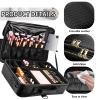 gzcz Large Capacity Travel Makeup Case Organizer,Professional Cosmetic Bags for Women,Waterproof PU Leather Makeup Bag with Adjustable Dividers and Shoulder Strap for Brushes and Jewelry view 4