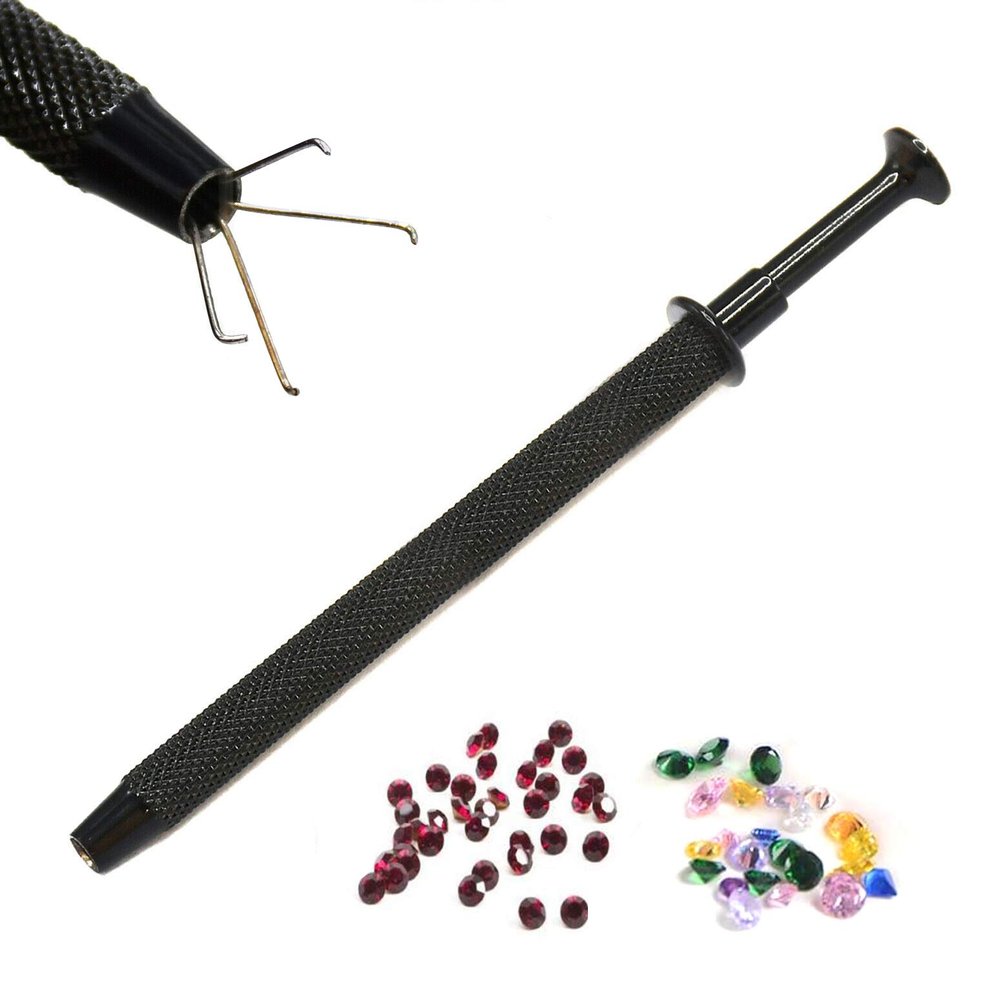 4 Prong Diamond Tweezers Gem Pick Up Holder Tool Catcher Grabber Jewelry Making Tool Black Color Coated By OdontoMed2011
