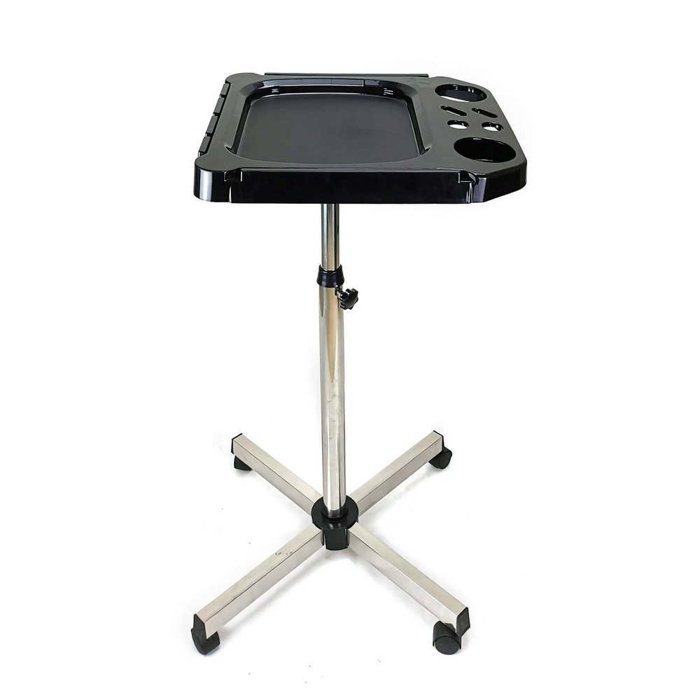 Aluminium Salon Instrument Tray, Height Adjustable Trolley Cart Tray Station on Wheels for Salon Tattoo Spa Beauty Service Holder Tool Storage (Silver,Style 4)